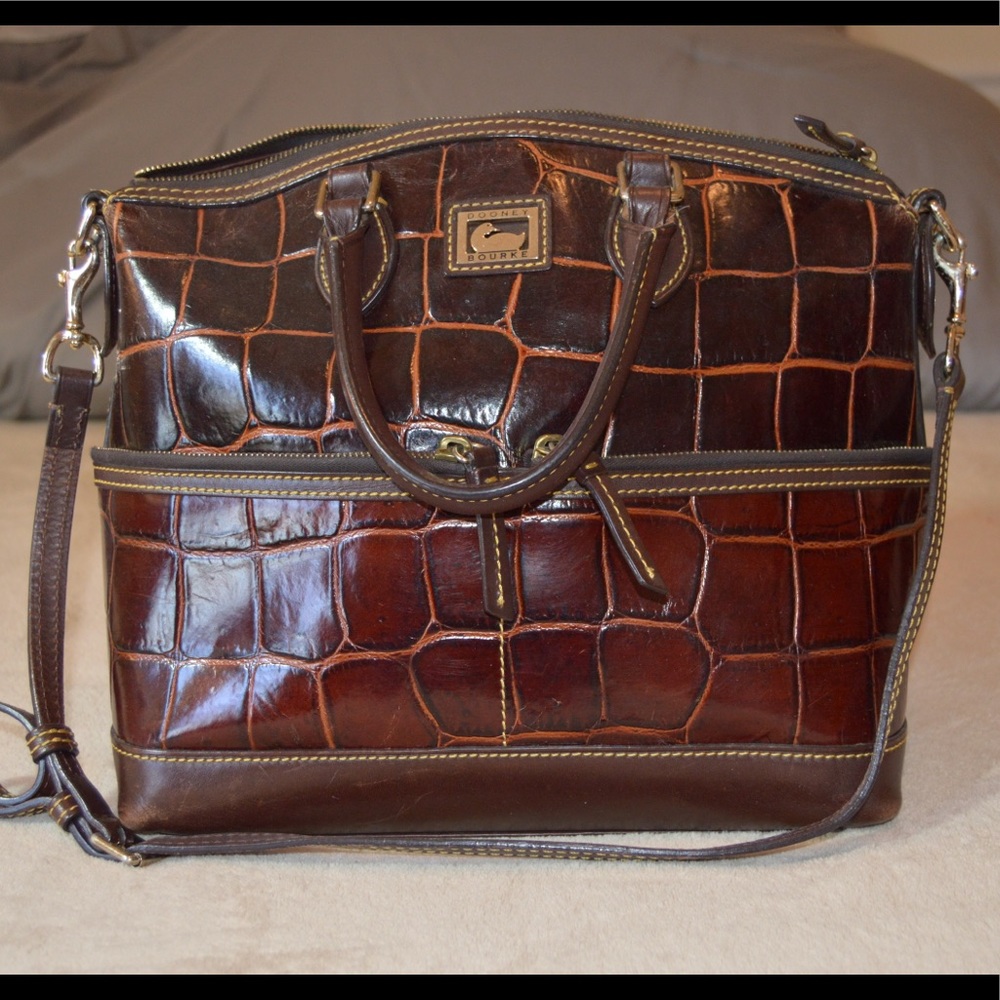 Dooney & Bourke Brown Crocodile Embossed Purse